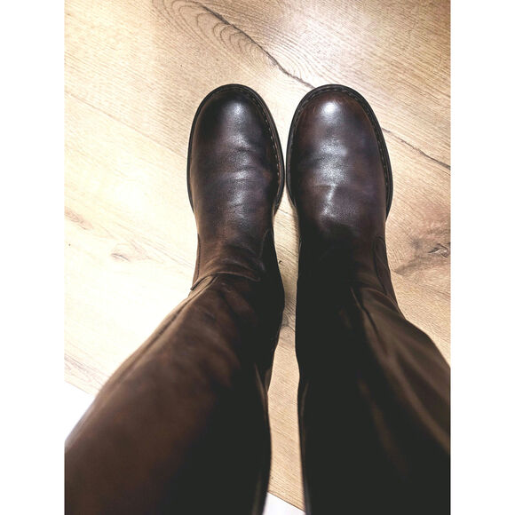 Born Brown Distressed Leather Tall Riding Boots Zip Buckle 8.5 Excellent - Picture 7 of 15